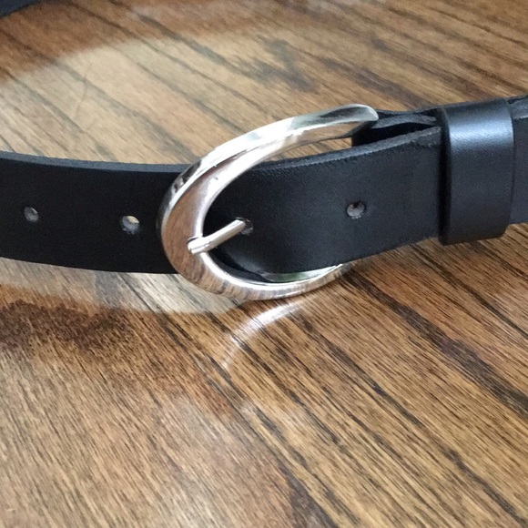 Express Black Leather Belt Silver Buckle - Picture 3 of 7